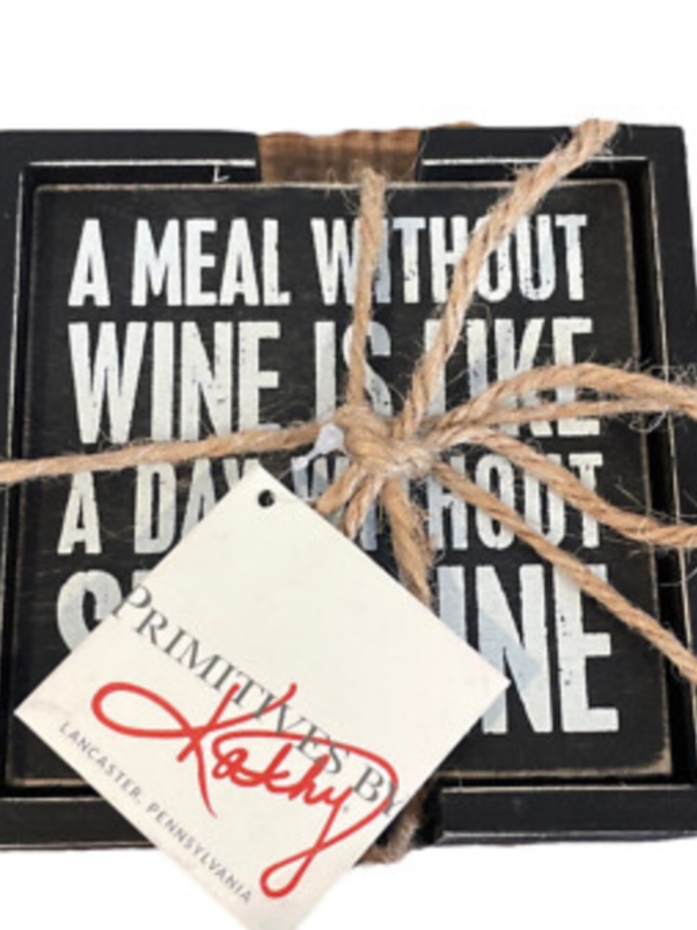 Primitives by Kathy Box Sign Coasters - Wine NWT